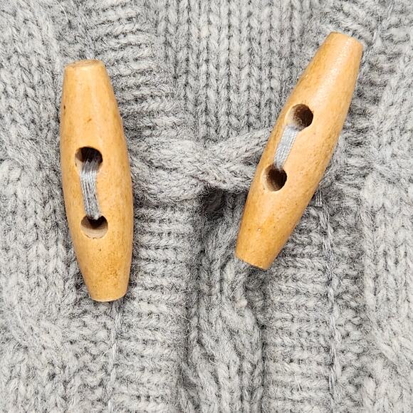 VTG. Carroll Reed Lambswool Cable Knit Fisherman Sweater Hooded Cardigan Women S - Picture 4 of 10